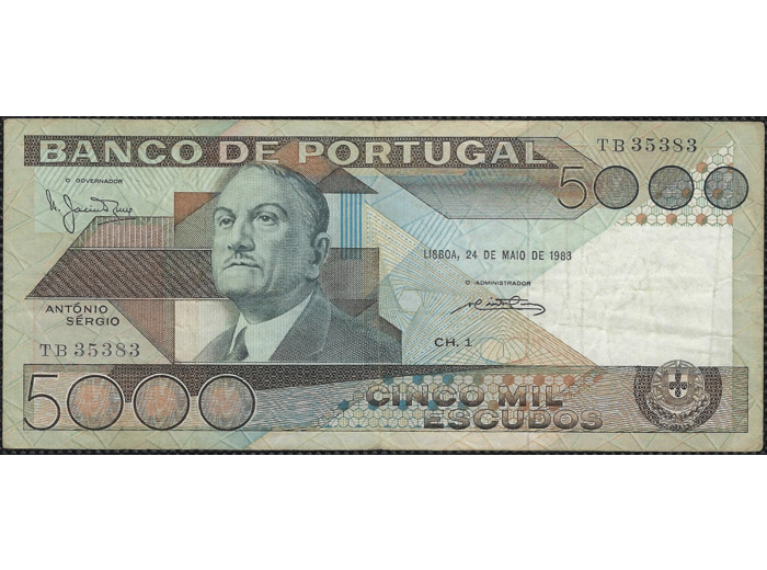 PORTUGAL 5000 ESCUDOS 24-05-1983 TB TTB (W182c)