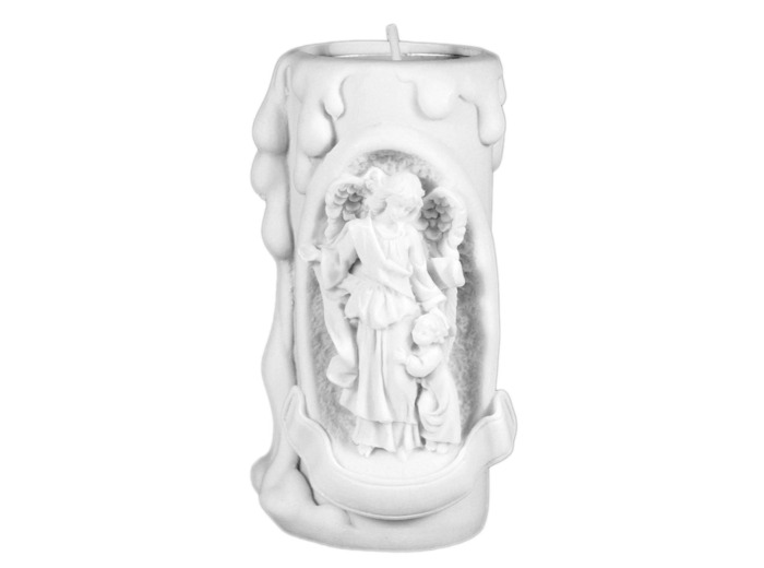CHANDELLE  ALBATRE 11CM - Ange Gardien Blanche
