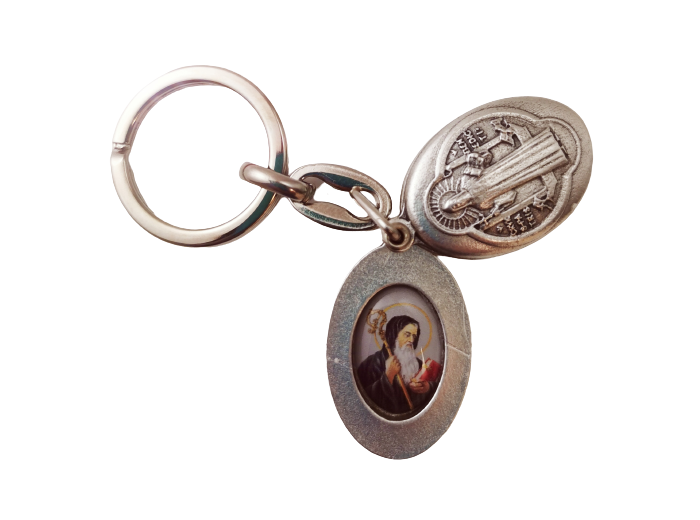 Porte-Clefs Ovale en Métal Argenté - SAINT BENOIT