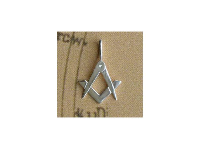Pendentif équerre et compas maître petit modèle en argent