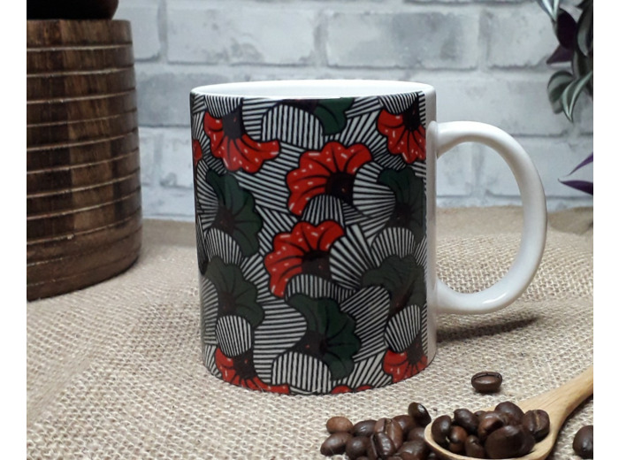Mug wax "Fleurs rouges"
