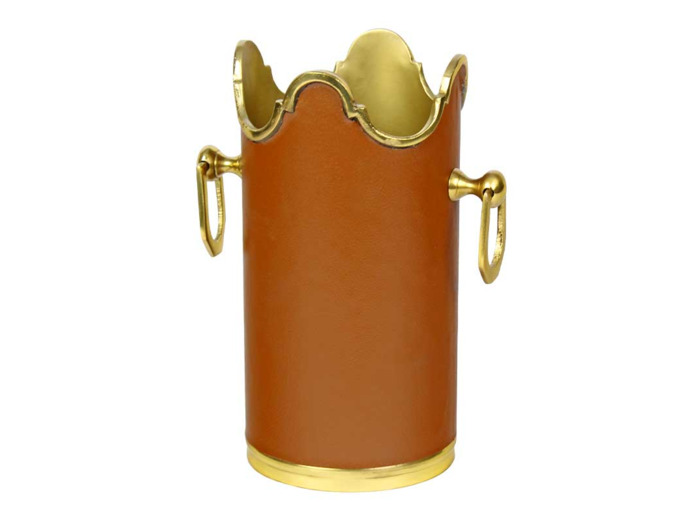 Rafraichisseur à bouteille cuir 17x12x23cm