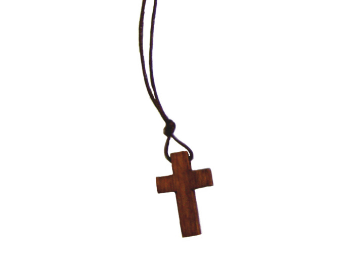 Croix en Bois 3,5cm avec Lacet - MARRON FONCE