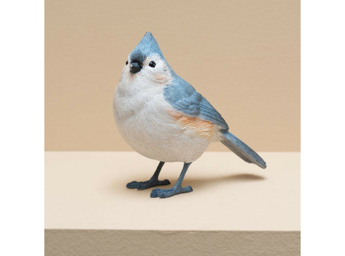 Mésange crêtée en résine 9x5x11cm