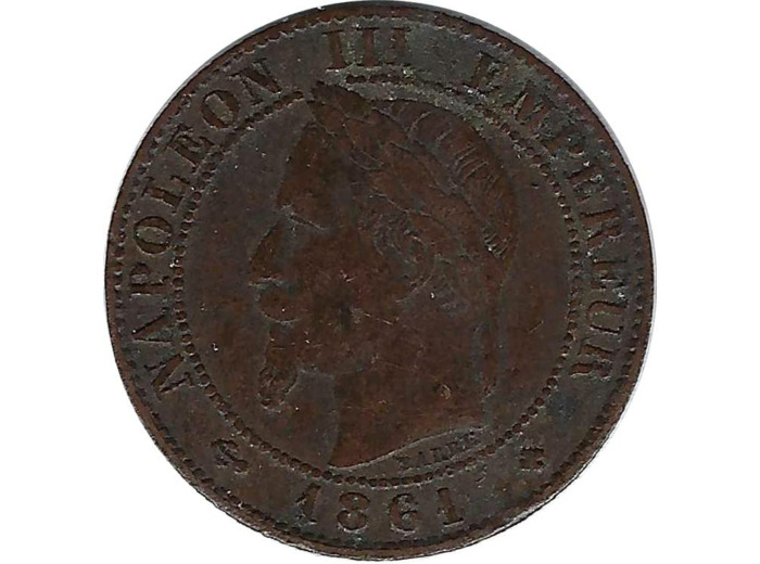 FRANCE 1 CENTIME NAPOLEON III 1861 BB (Strasbourg) TTB (G87)