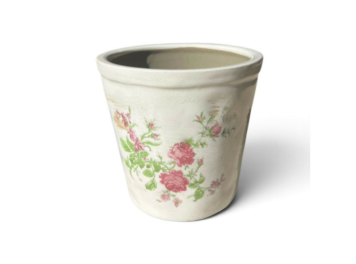 Pot de fleurs rond céramique beige rose 15x15x14cm