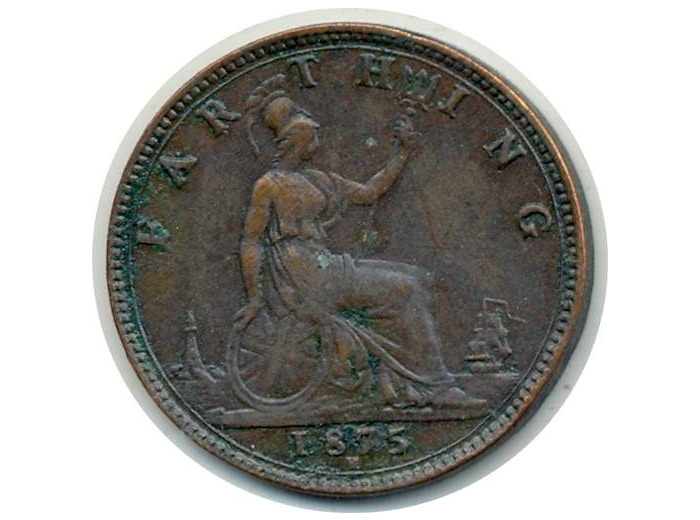 GRANDE BRETAGNE 1 FARTHING 1875 H VICTORIA TTB (W753)