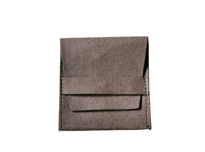 Étui porte-chapelet en Microfibre Gris 6x6cm