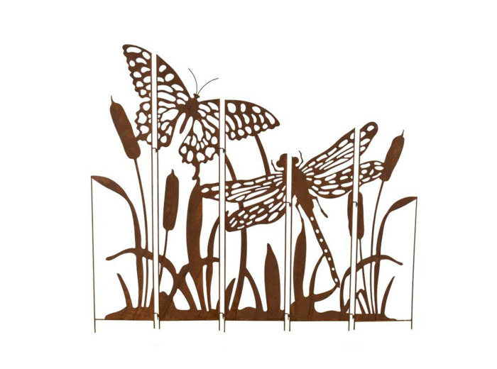 Silhouette déco jardin papillon libellule 138x1x135cm