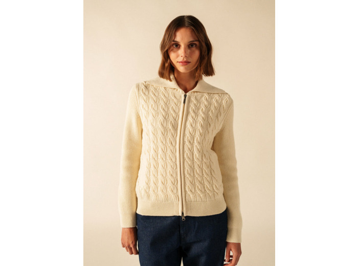 Gilet zippé Tramore en laine et coton