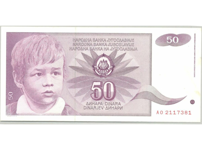 YOUGOSLAVIE 50 DINARA 01-06-1990 SERIE AO TTB+