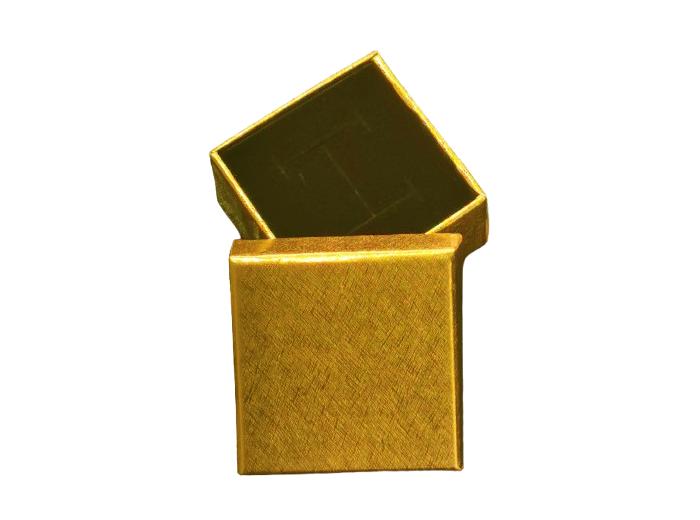 Boîte à bijoux cartonnée 5X5X Hauteur fermée 3cm dorée