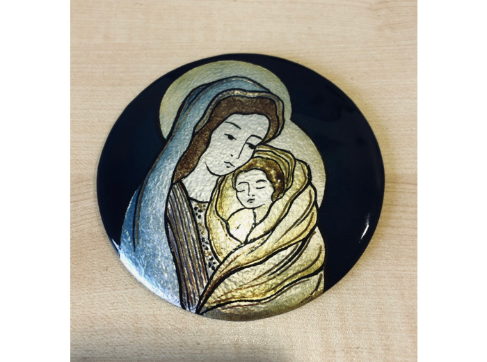 Vierge d'Amour  diam.10cm - EMAUX DU LIBAN