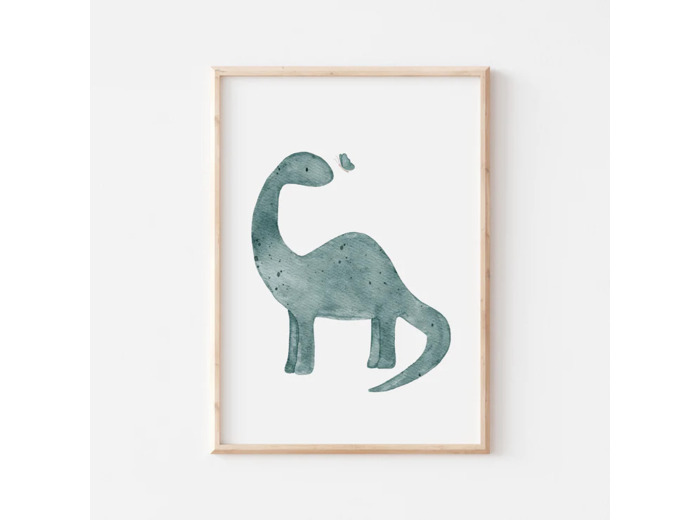 Affiche Enfant encadrée, Dino Bleu