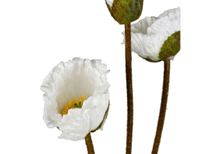 Fleur artificielle polyester Pavot écru 90cm