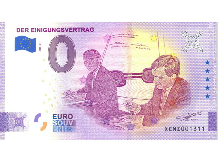 ALLEMAGNE 2020-21 DER EINIGUNSVERTRAG BILLET SOUVENIR 0 EURO TOURISTIQUE  NEUF