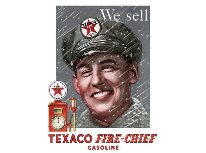 Plaque métal - Pompiste Texaco - 31 x 40cm .