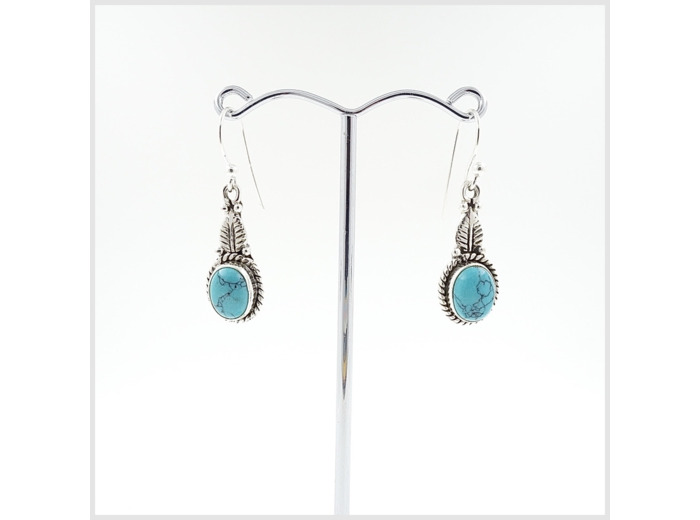 Boucles d'oreilles Turquoise et Argent Massif