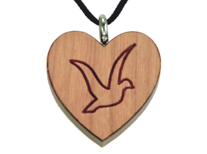 Coeur en Bois d'Erable Vernis 2,5cm avec Cordon - COLOMBE