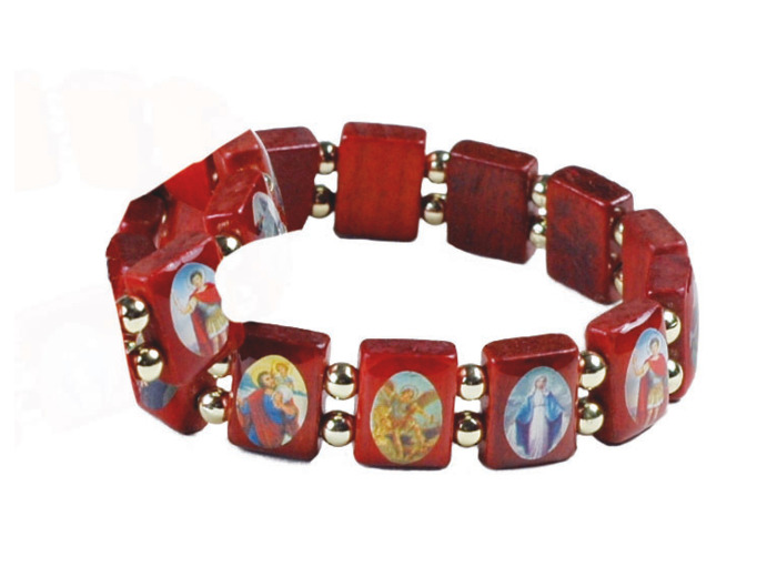 Bracelet 14 Multisaints en Bois Petit Modèle
