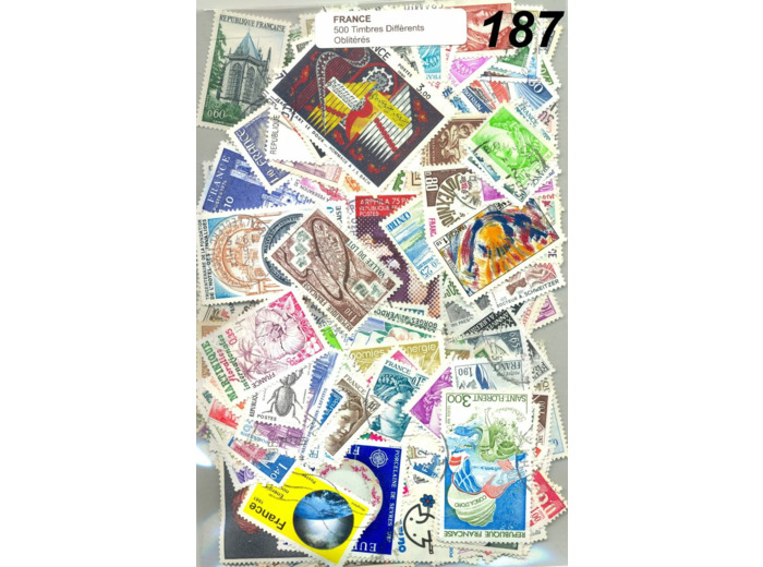 500 TIMBRES FRANCE DIFFERENTS OBLITERES *187