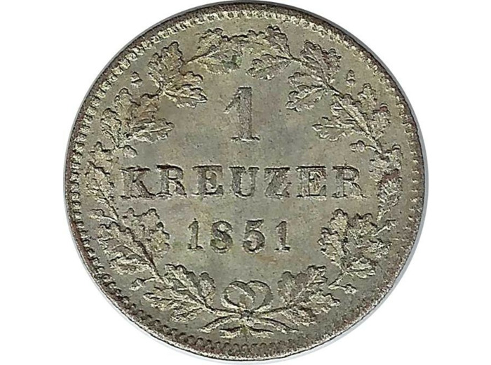 ALLEMAGNE WURTTEMBERG 1 KREUZER 1851 SUP-