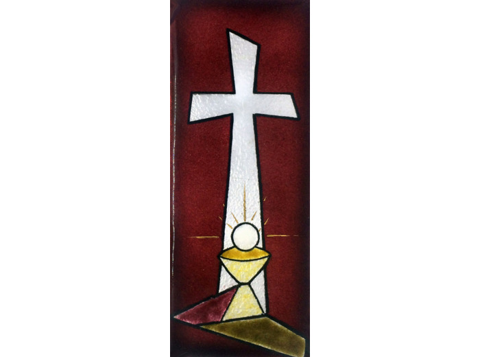 Croix et calice rouge 15,5X6,5cm - EMAUX DU LIBAN