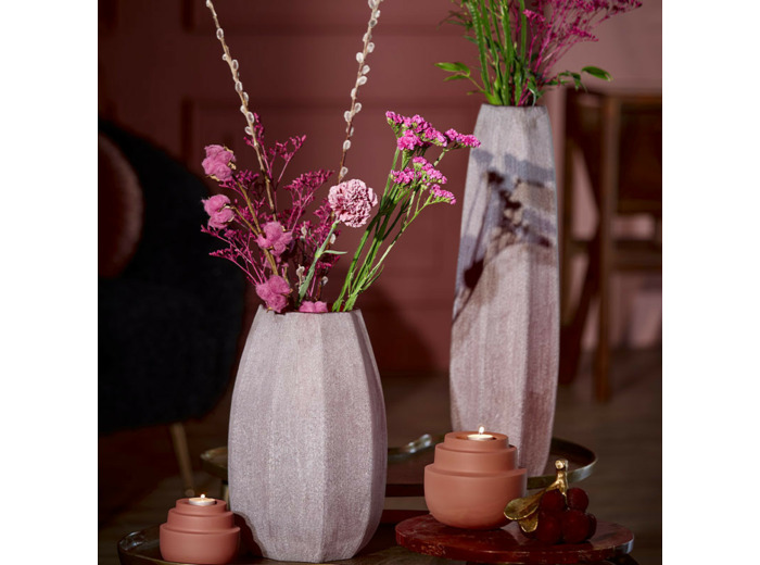 Vase verre rose vieilli Bradmey 18x45cm