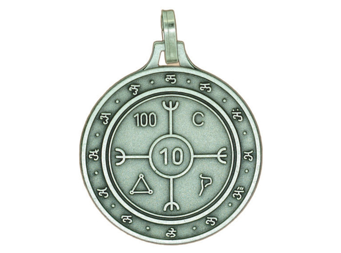 Médaille 30mm en Métal Argenté - PENTACLE DÉSENVOUTEMENT