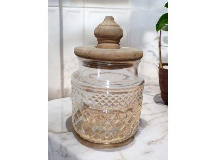 Bocal en verre avec couvercle bois