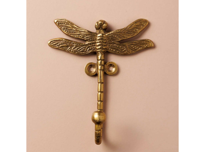 Crochet libellule antique fer 11x9cm