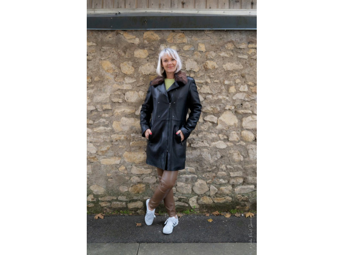 F201540 Veste femme cuir noir