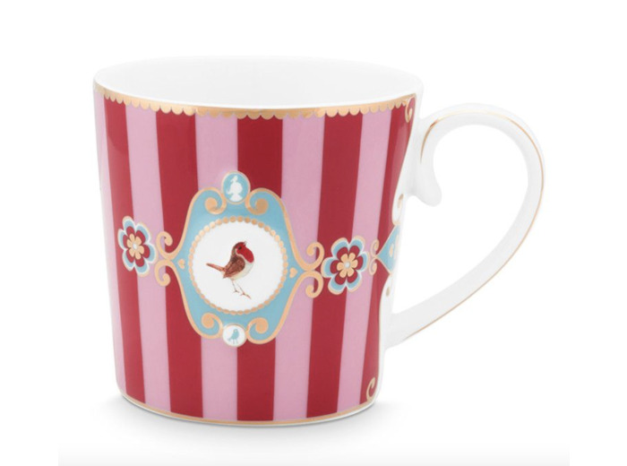 Grand Mug rayé love birds Pipstudio