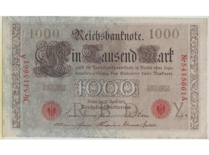 Allemagne 1000 MARK Serie Y 21 04 1910 SPL