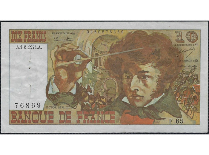 FRANCE 10 FRANCS BERLIOZ 1-8-1974 F.65 TTB+