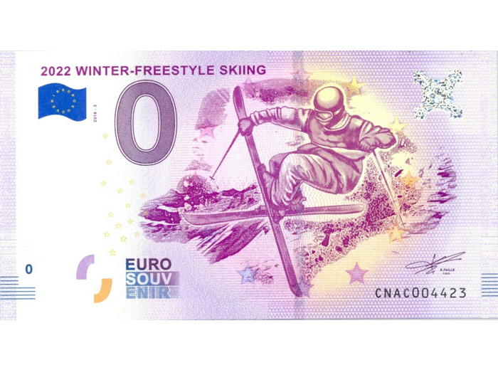 CHINE 2018-3 2022 WINTER FREESTYLE SKIING BILLET SOUVENIR 0 EURO TOURISTIQUE