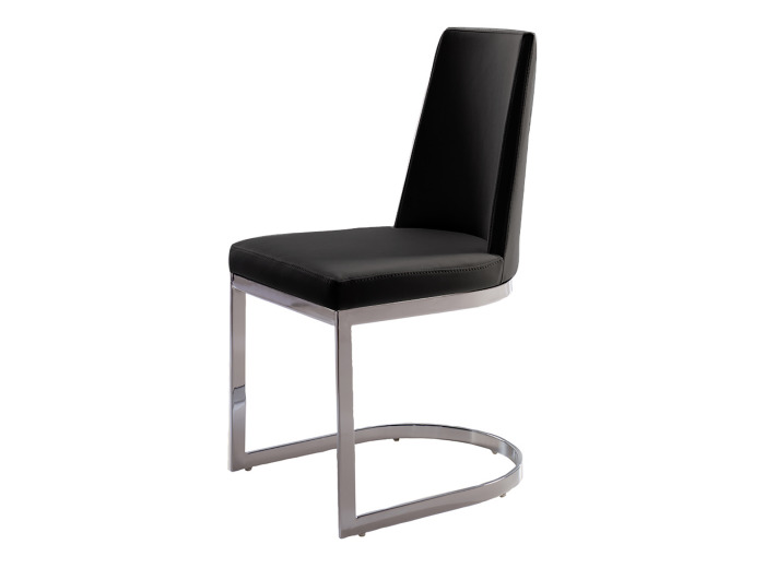 Chaise simili cuir CARMEN noir, structure chrome