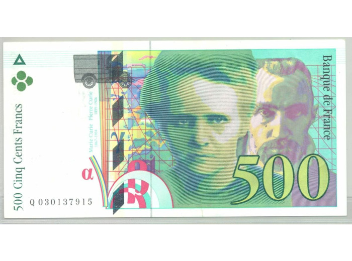 FRANCE 500 FRANCS PIERRE ET MARIE CURIE 1994 ALPHABET Q 030137915 SPL