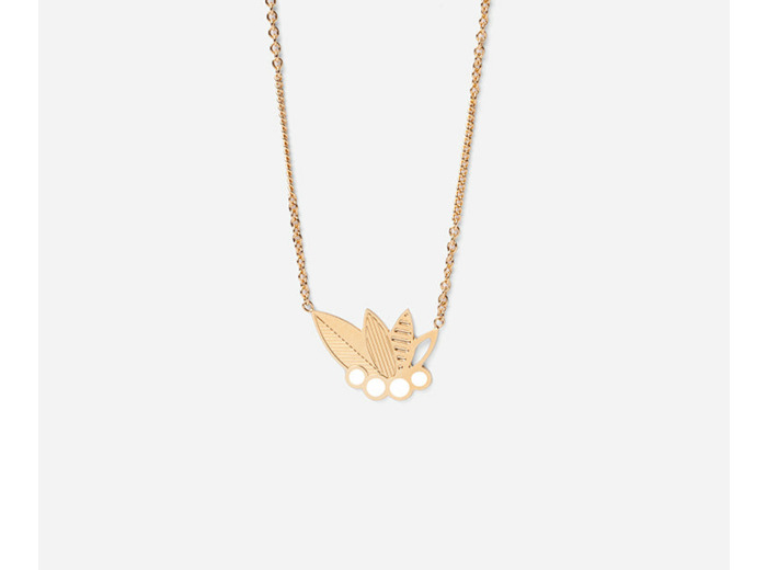 Collier Poo doré et ivoire