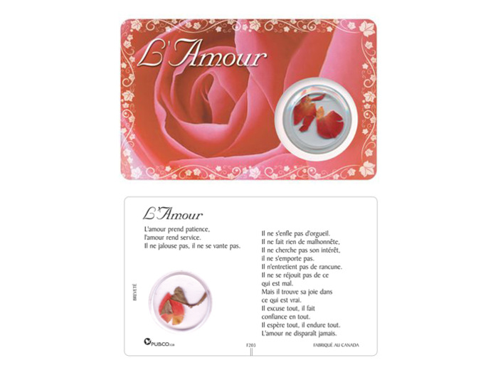 Carte-prière avec insertion AMOUR