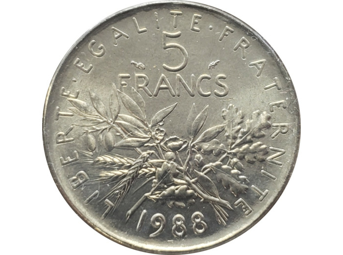 FRANCE 5 FRANCS SEMEUSE 1988 SUP/NC (G771)