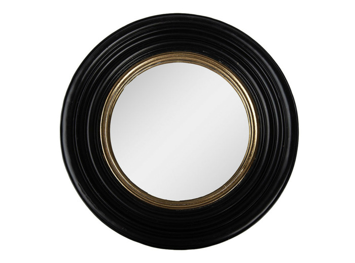 Miroir convexe mural résine noir or vieilli 4x4x31cm
