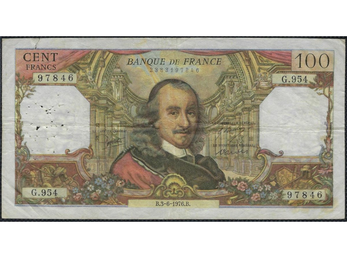 FRANCE 100 FRANCS CORNEILLE 3-6-1976 G.954 TB+