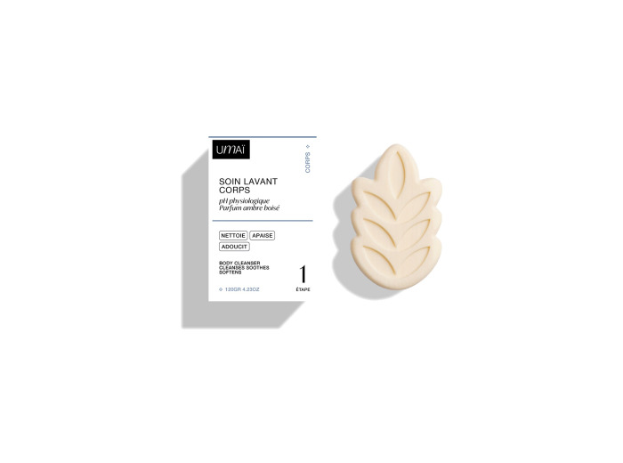 Soin lavant corps parfum ambre boisé 120g