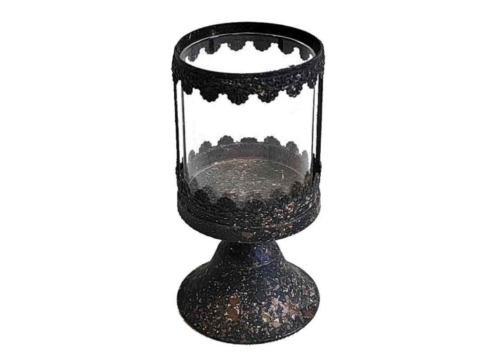 Photophore sur pied fer 11x11x20cm