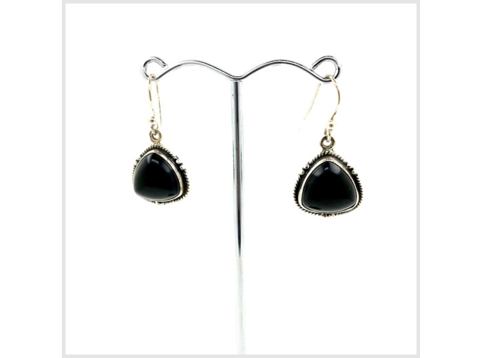 Boucles d'oreilles en Onyx et Argent Massif