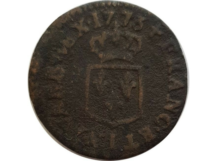 LOUIS XV (1715-1774) LIARD A LA VIEILLE TETE 1773 I (Limoges) TB