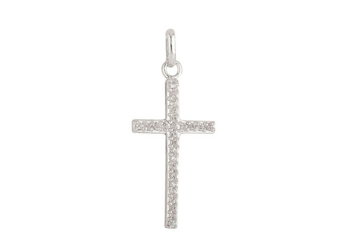 Croix en Argent 925 25mm + Strass en Oxyde de Zirconium