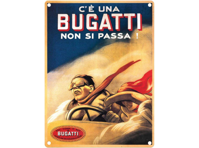 Plaque métal BUGATTI - 30 x 40 cm - Cadeau pour Fan de BUGATTI et de vieilles voitures.