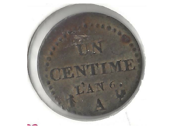 FRANCE 1 CENTIME DUPRE AN 6 A Frappe decentree TB+